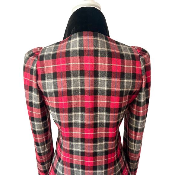 Smythe Red Plaid Tartan Wool Equestrian Riding Blazer Jacket Red Canada Size 6 - Picture 6 of 8